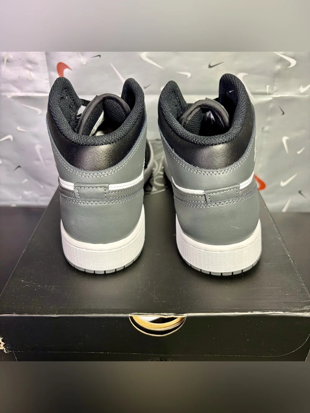 Nike Air Jordan 1 Mid Black White Iron Grey (GS) Size 7Y DQ8423-001 New